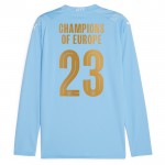 Günstige Fußballtrikots Manchester City Champions of Europe Heimtrikot 2023-24 Langarm